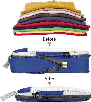 Набір компресійних органайзерів для одягу в подорож Gonex, 6 предметів, темно-синій — міцні сумки-пакувальники для валізи