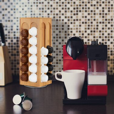 Тримач капсул Relaxdays для кавових капсул Dolce Gusto, що обертається, дозатор капсул для кави, бамбук, висота 40,5x14x14 см, натуральна