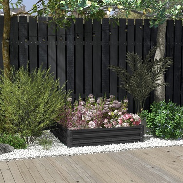 Гардiнний ящик для рослин з металевим корпусом, сірий, 120 x 120 x 30 см