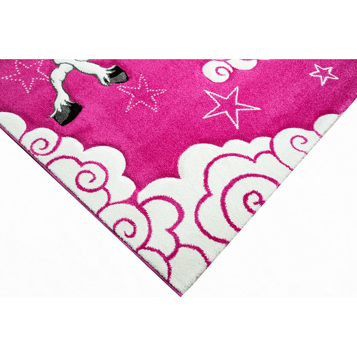 Дитячий килимок ігровий килимок для дитячої кімнати килим Єдиноріг дизайн з контурним вирізом Рожевий крем Бірюзовий Розмір (160x230 см)