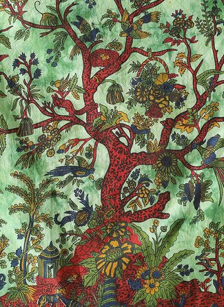 Дерево життя богемний психоделічний філігранний квітковий візерунок індійське покривало для ліжка гобелен 54x84 дюйма, (140 см x 215 см) Бірюзовий 215x230 см / 84'x90 (215x230 см / 84'x90', Зелений 1)