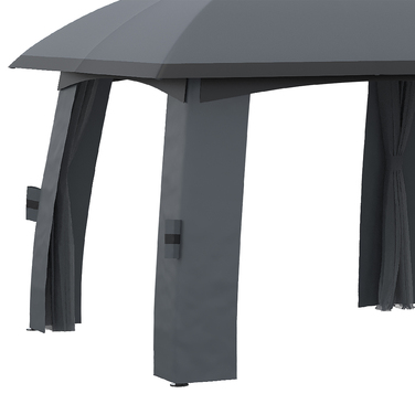 Намет для вечірок Outsunny Garden Pavilion 3 x 6 м з подвійним дахом і бічними стінками, сітки від мух до 15 осіб, оцинкований метал, темно-сірий