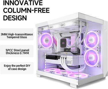 Комп'ютерний корпус ATX PCCOOLER C3T500 ARGB, 6 вентиляторів 120 мм, скляні панелі, безрамний дизайн, сумісний з RTX 40 серією, білий