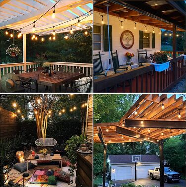 BRIMAX LED гірлянда для вулиці, 30 метрів, AC220-240V, IP44, 46+4 лампочки G40 E12 1W, 2200K тепле біле світло, розширювана, для кемпінгу, ярмарку, саду, вечірки