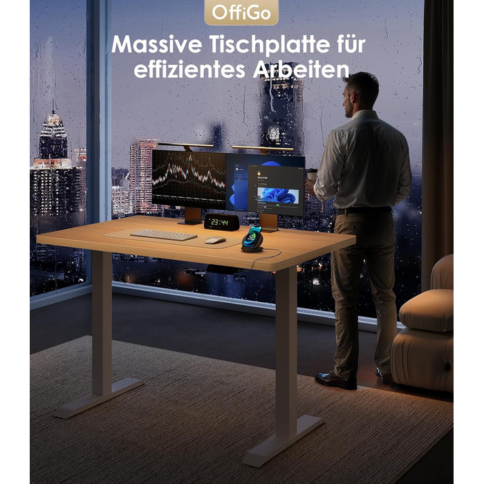 Регульований стіл OffiGo з 2 моторами, USB-C, 3 пам'яті, для столів 100-200 см (140 см, дуб)