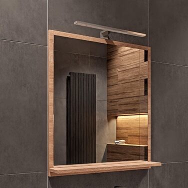 Дзеркало для ванної кімнати HAJDUK FURNITURE з підсвічуванням 4000K IP44 Sonoma, 70x60 см - з полицею та LED