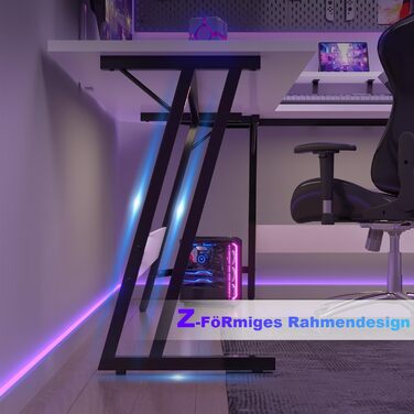 Стіл геймінговий Devoko L-подібний з підставкою для монітора, 150x130 см, матовий білий