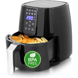 Цифрова SmartFryer Emerio AF-126668, фритюрниця, фритюрниця, смаження у фритюрі гарячим повітрям без додаткової олії, XL, об'єм 3,8 л, Cool Touch, без бісфенолу А, швидке нагрівання, 1450 Вт