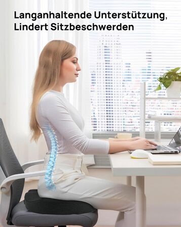 Ортопедична подушка-кільце Feagar: регульований ергономічний подушка-пончик для копчика, геморою та післяпологового відновлення, підходить для авто, офісного крісла та візка, чорна, великий розмір (90-140 кг)
