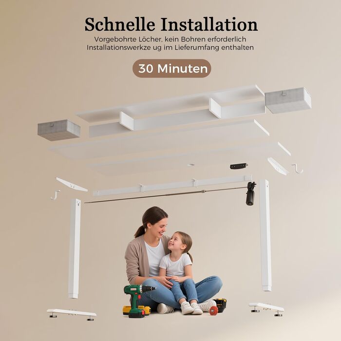 Регульований за висотою стіл Klicelor з двома висувними ящиками, електричний, для роботи стоячи, ергономічний, 100 x 60 см, білий