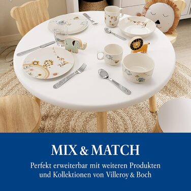 Дитячий посудовий набір Villeroy & Boch Boho Kids 'Roar like a lion' 7 предметів, преміум-посуд з нержавіючої сталі, безпечний для миття в посудомийній машині та використання в мікрохвильовій печі, з зображенням лева та мавпи