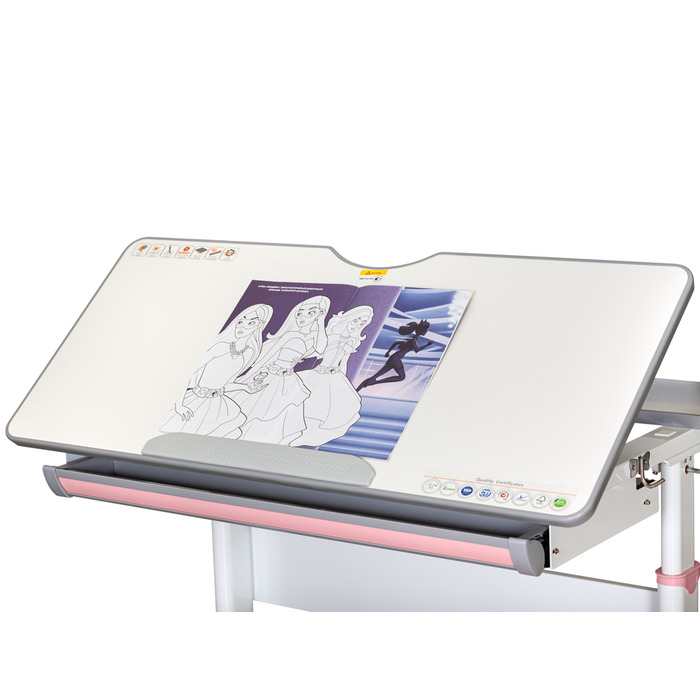 Дитячий стіл Mealux Vancouver Multicolor PN з полицею S50 (арт. BD-620 W/G MC+ PN+ S50 WG)