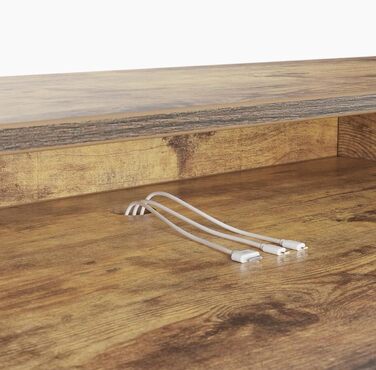 Барний стіл FEZIBO з регульованою висотою та повністю укомплектованою стільницею, 120 x 60 см, стіл для роботи сидячи та стоячи з подвійними шухлядами, чорний каркас/рустикально-коричнева поверхня