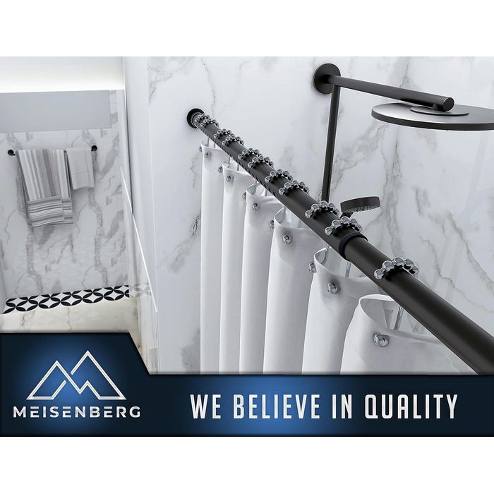 Телескопічна штанга для кріплення 260-310 см, матовий чорний, Ø 25 мм, багатофункціональна штанга без свердління. Підходить для штор, душових штор, ванних кімнат та балконів.