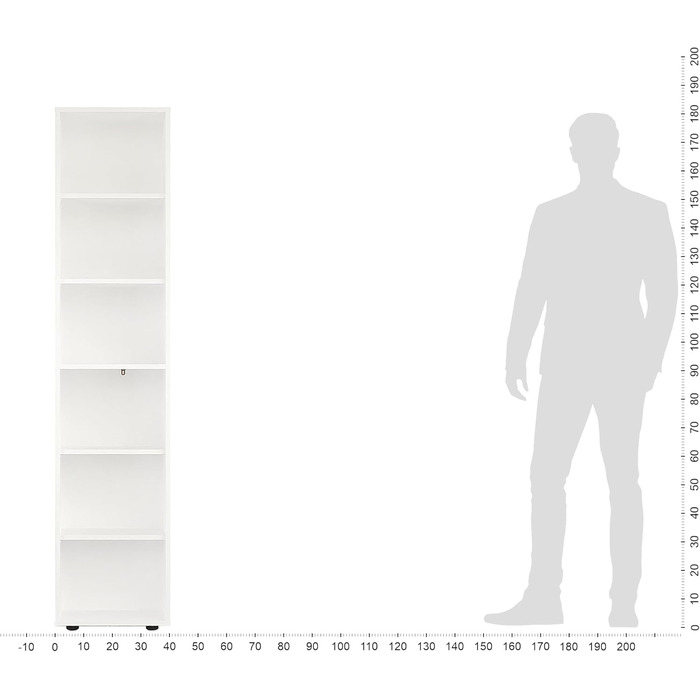 Полиця шириною 80 см - Етажерка з 6 рівнями, регульована по висоті, 80x180x24 см, Біла
