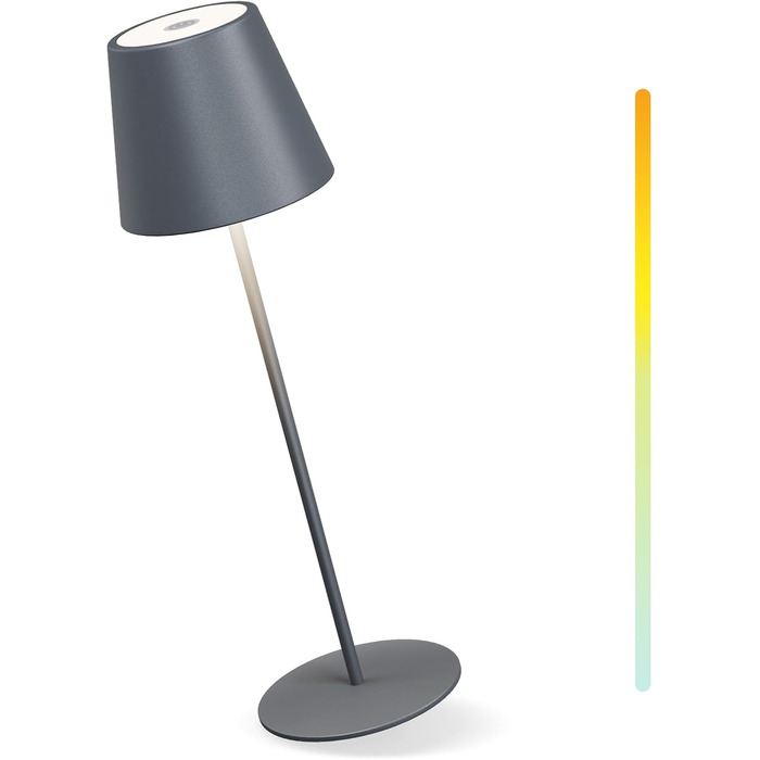 LED настільна лампа MALUX бездротова з торшевим керуванням, регулювання яскравості, тепле біле світло 2700K-4000K, метал, акумулятор, водонепроникність IP54, для саду, їдальні, спальні, робочого кабінету, балкону, готелю (темно-сірий)
