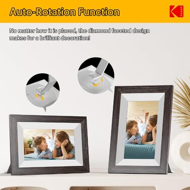 Цифровий фоторамка Kodak 10 дюймів з пультом дистанційного керування, без Wi-Fi, IPS-дисплей 1280x800, відтворення фото/відео/музики, підтримка годинника, USB/SD-картки (Темно-коричневий)