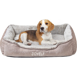 Ліжко для собак JOYELF миється заспокійлива ліжко для кішок, милий пухнастий диван для захисту від занепокоєння для собак і кішок малого та середнього розміру-прямокутник середнього розміру середній-858 см кавовий прямокутник