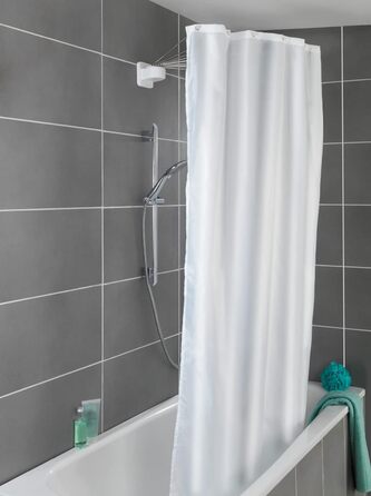 Душова штора WENKO з 12 кронштейнами з нержавіючої сталі - Shower Spider, тримач для душових штор, пластик (ABS), 96 x 10.5 x 72 см, білий