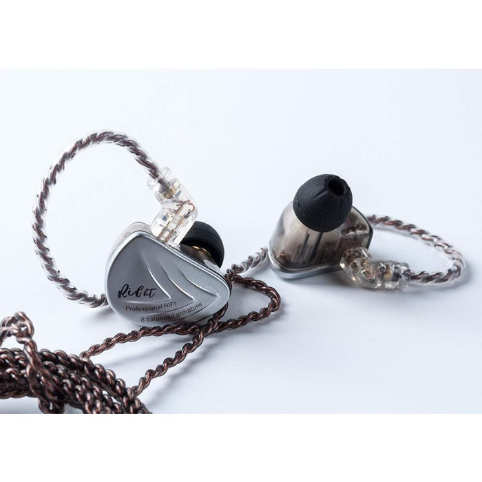 Навушники Yinyoo KZ AS16 IEMS 8, HiFi у вухах, 8 БА на бік, кабель 0,75 мм, з мікрофоном - чорний