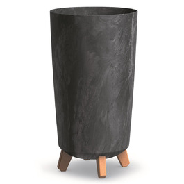 Плантатор BirnePower Gracia Slim 44,5 см – Сучасний горщик з ніжками, бетонна текстура, стійкий до УФ та погодних умов, елегантний кашпо для балкона, саду, інтер'єру – Антрацит, висота 44,5 см