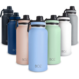 Пляшка для пиття BOZ з нержавіючої сталі об'ємом 1 л (32 Унції) з широким отвором, без бісфенолу А, термос з вакуумною ізоляцією з подвійними стінками, пляшка для води об'ємом 1 л