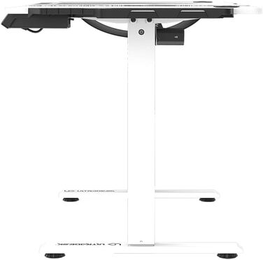 ULTRADESK Стол для роботи та геймінгу з регулюванням висоти - електричний, 140x68 см, з підсвічуванням RGB, XL-килимок для миші, білий