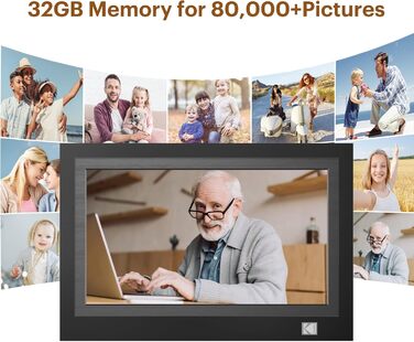 Цифровий фоторамка Kodak 10.1 дюйма з IPS-екраном, підтримкою USB/SD, відтворення фото/музики/відео, календарем та будильником, з пультом дистанційного керування (Чорний)
