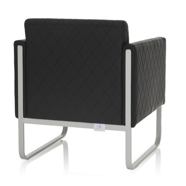 Крісло для відпочинку ARUBA STEP, каркас біло-сірий, штучна шкіра, одномісне, колір - чорний, hjh OFFICE