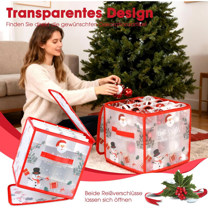 Органайзер для прикрас на ялинку Flow Fire: коробка для зберігання 2 шт., 64 відділення, під ялинкові кулі 7 см