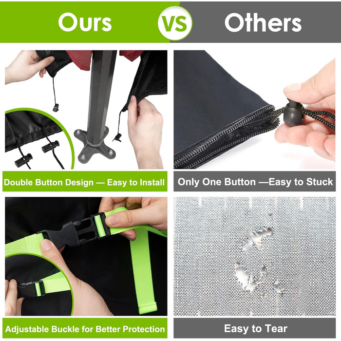 Чохол для парасольки GEMITTO, водонепроникний, для парасольки типу 'ампель', 280x30x81/46 см, захист від сонця та вітру, підходить для парасольок від 2 до 4 м