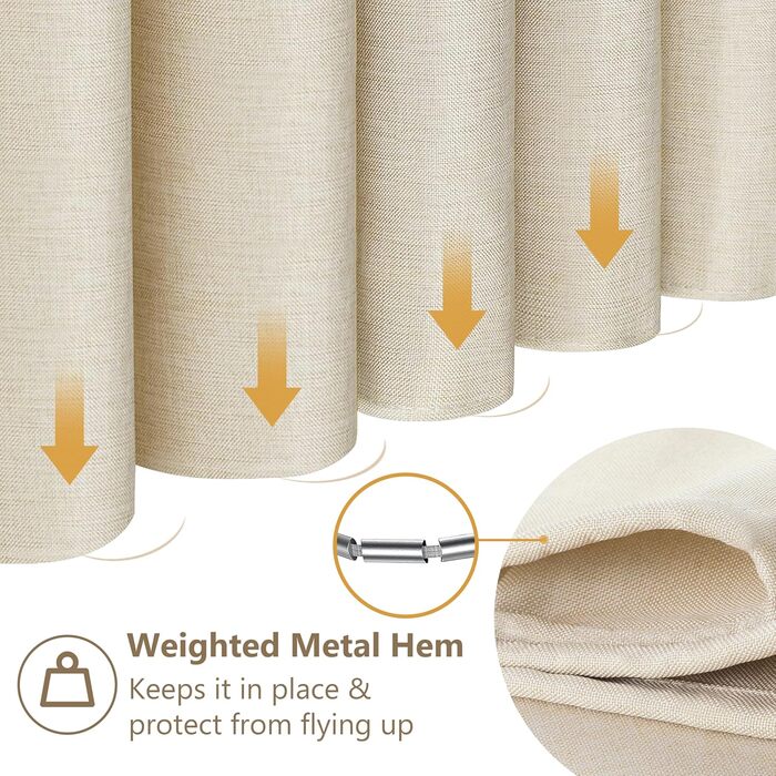 Штора для душу з льону з металевими кільцями, 182x182 см, темно-синій (Marineblau)