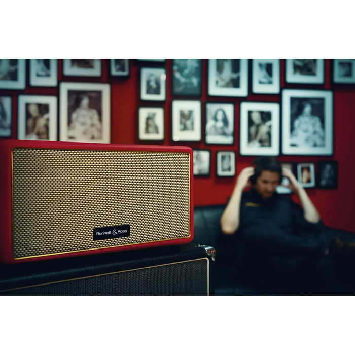 Ретро Bluetooth колонка Bennett & Ross BB-860RD Blackmore у шкіряній обробці, 2x30 Вт, USB MP3-плеєр, AUX, червона