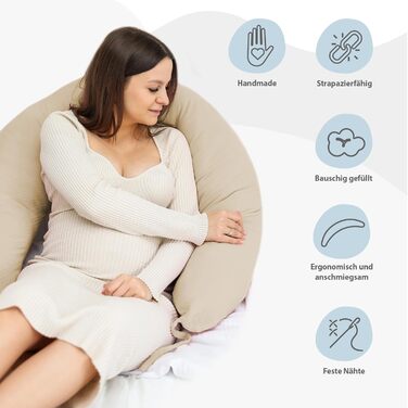 Подушка для вагітних Totsy Baby XXL: комфортна підтримка тіла, 190 см, бавовна, Oeko-Tex, бежева з зірками