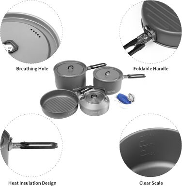 Набір кухонного посуду Fire-Maple Feast 4 для кемпінгу та відпочинку на природі (на 4-5 осіб)