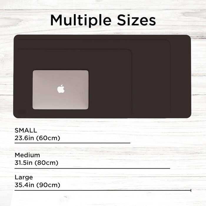 Килимок для миші та клавіатури Black+Decker з штучної шкіри, захисний підкладник на стіл для офісу та геймінгу, чорний (Mid Size: 40x81 см)