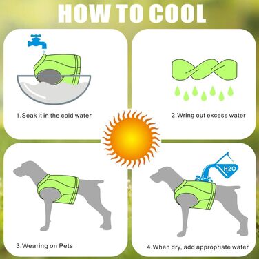 Долаховий собачий охолоджуваний, дихаючий охолоджуючий куртка для собак Регульований оммер Пальто для собак Світловідбиваючий одяг для яєць з регульованими ременями для великих середніх малих собак (L, зелений)