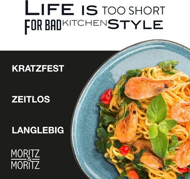 Moritz & Moritz ORGANIC Набір посуду 18 предметів на 6 осіб, блакитний - Елегантний набір тарілок з високоякісної кераміки (6 великих, 6 десертних, 6 супових)