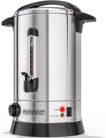 MONZANA Електричний нагрівач для глінтвейну 20 л з краном, термостатом 30-110°C, з нержавіючої сталі, на 90 чашок, для консервування, нагрівач пуншу, автомат для гарячих напоїв 20 л