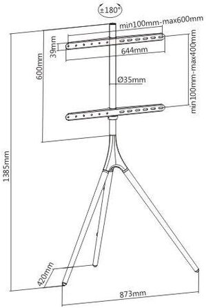 Підставка для телевізора TECHLY 49-70 дюймів для LCD/LED/Plasma, темний горіх