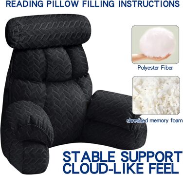 Підлогове крісло-мішок Lesekissen для читання та відпочинку з підлокітниками, чорне