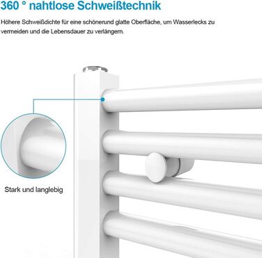 Білий рушникосушарний радіатор Heilmetz 50x120 см, 513 Вт, середнє підключення