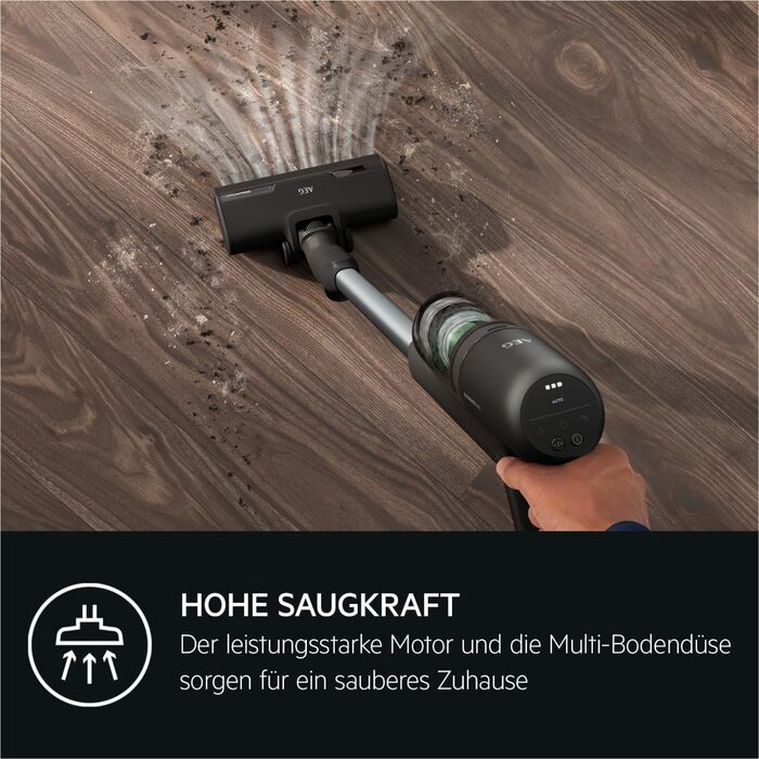 Акумуляторний пилосос AEG Serie 7000 Granitgrau: потужний, легкий (2,2 кг), ергономічний, з 70% перероблених матеріалів, до 50 хв роботи, 120 м², 2в1, 5-рівнева фільтрація, для всіх типів підлоги, автоматичний, сірий, AP71UB14AM