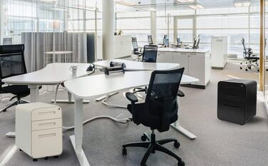 Роликовий контейнер DeHong з металу, мобільний офісний шафчик з 3 висувними ящиками, офісний контейнер, з можливістю замка та регульованих папок, збірно-розбірний, для офісу, дому, чорний