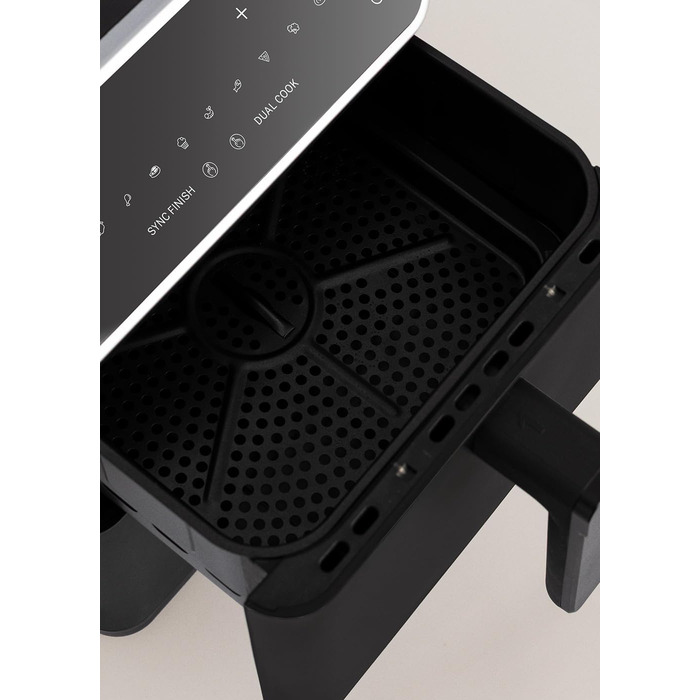 Фритюрниця без олії з пароваркою, 4.2л, 6 програм, скло, 1300W (11.2л Dual Stack, чорний)