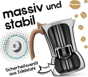 Кавоварка еспресо Morgenheld Premium з нержавіючої сталі (200 мл) для 2-4 чашок з редукційним ситом - для індукції та газу