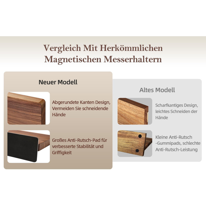 Блок для ножів XINZUO з волоського горіха, магнітний, двосторонній - тримач для ножів без ножів, для кухні, легко миється, з подарунковою коробкою
