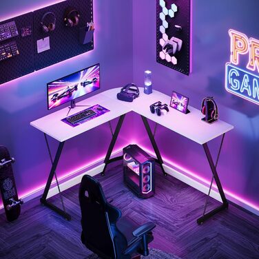 Ігровий стіл ODK, L-подібний кутовий стіл для геймінгу та офісу, 120x120 см, білий