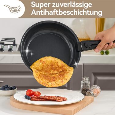 Набір посуду 9-ти частинний з знімним ручками, антипригарне покриття, для всіх типів плит, включаючи індукційні, сумісний з духовкою (сірий)