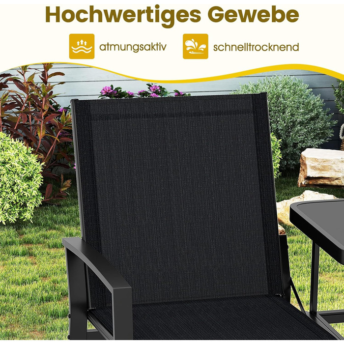 Садова лавка COSTWAY з столом, 2-місна, з дихаючої тканини, для балкона, саду, тераси 137x66x87 см